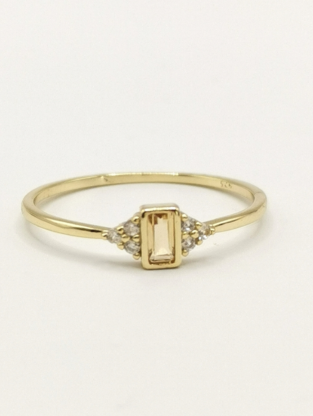 Citrine Diamond Accent Ring 14k Gold on Sterling Silver size 8 Stacking 🆕